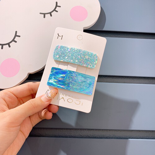 New laser sequin fluorescent color square children's BB clip Liuhai clip hair accessories headwear