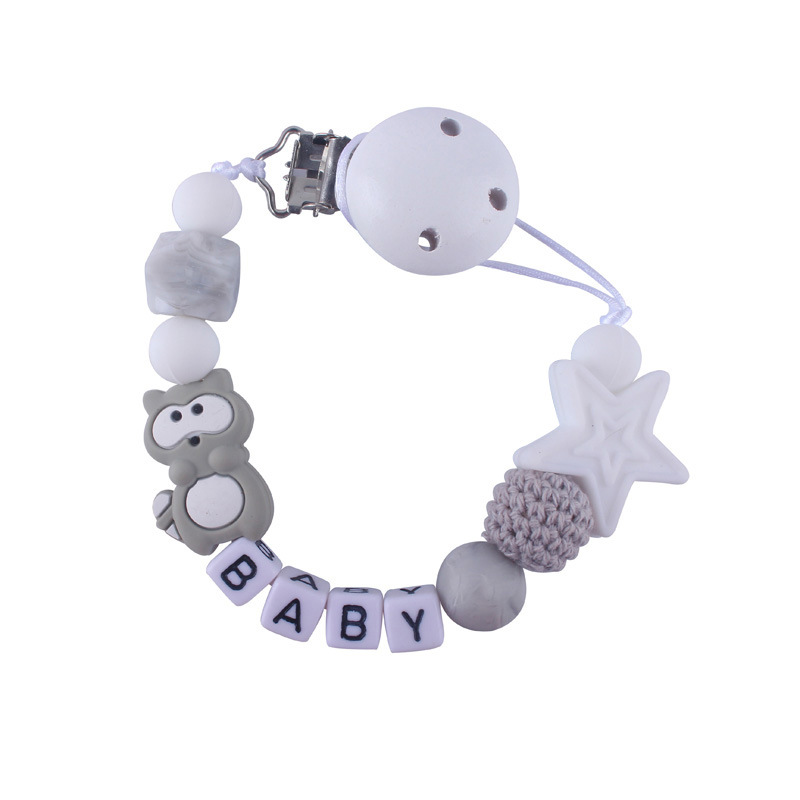 El comercio exterior de la cadena de chupete anti-gota de silicona de dibujos animados mordedor clip de chupete cadena anti-perdida AliExpress chupete cadena