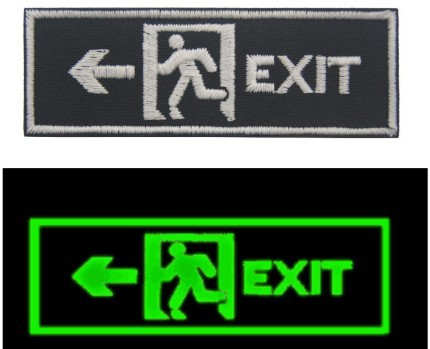 带猫逃生夜光魔术贴章安全指示标识EXIT逃生标志刺绣背包装饰布贴-阿里巴巴
