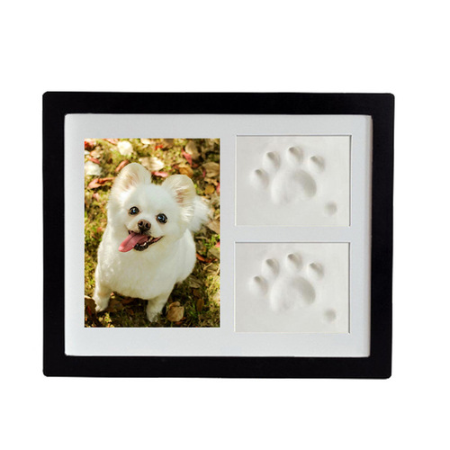 Newborn Baby Handprint and Footprint Wooden Photo Frame Pet DIY Paw Print Dog Footprint Three-Grid Photo Frame Keepsake Gift