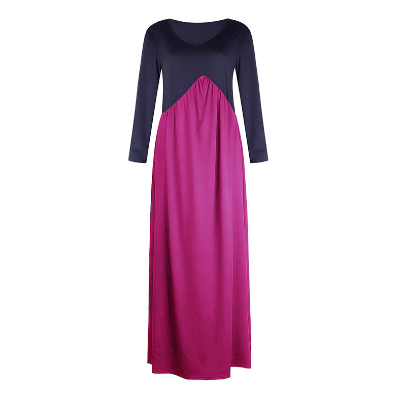 color irregular long-sleeved dress  NSKX18927