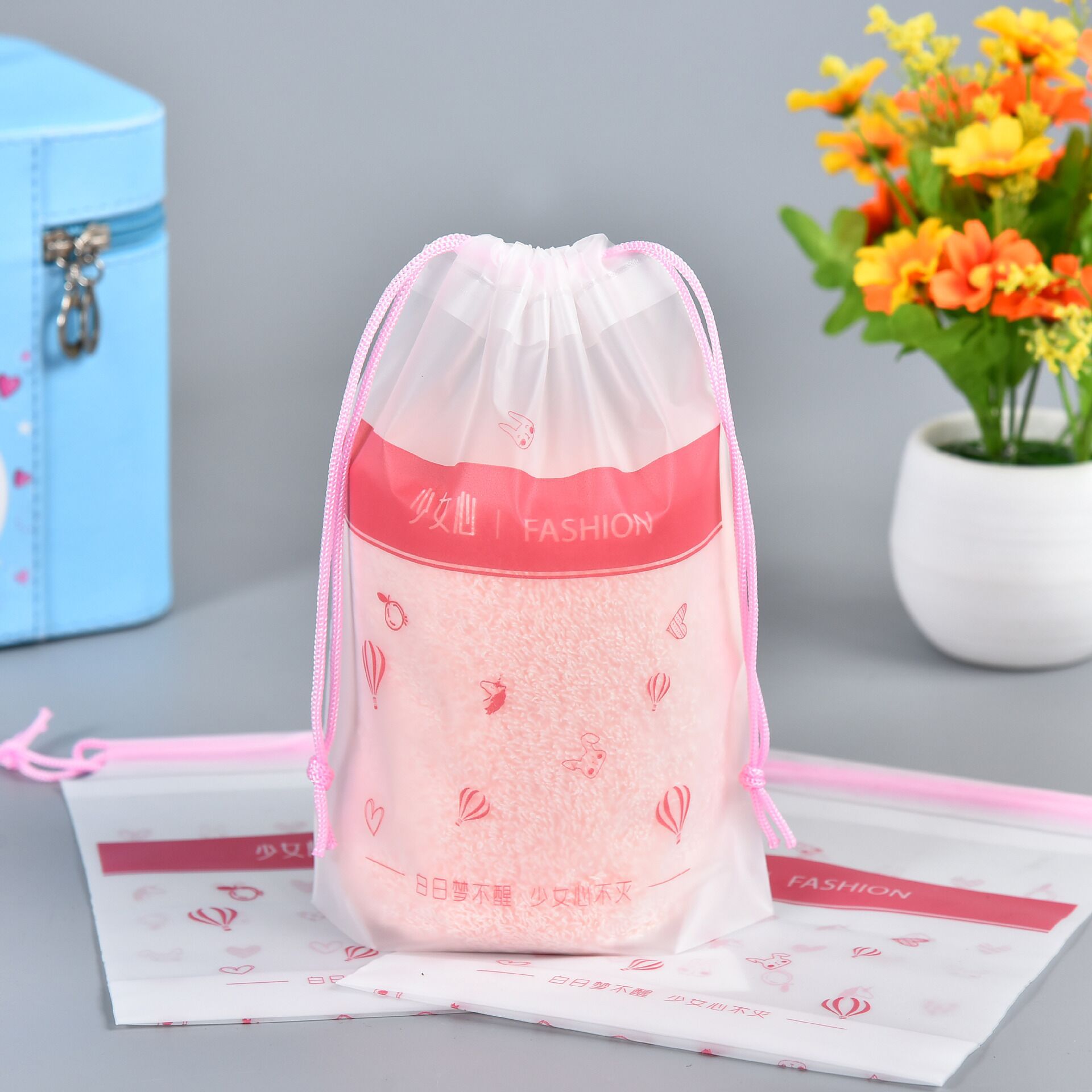 Toalla DE CARA bolsa de embalaje esmerilado bolsa de cordón calcetines ropa interior bolsa de cordón engrosada zapatos de viaje bolsa de almacenamiento colgante