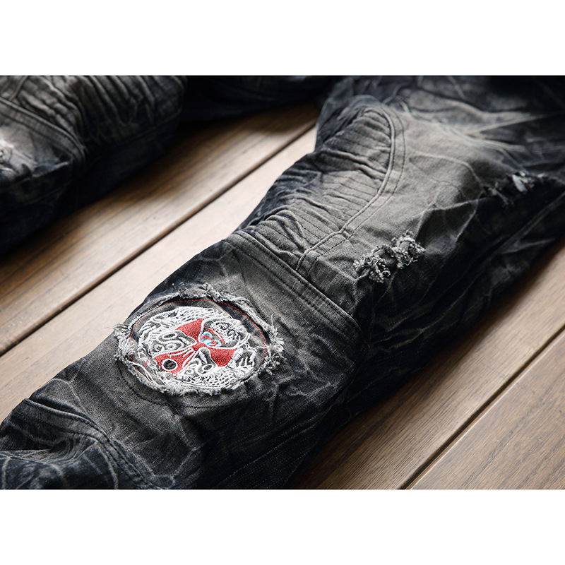 Men's Slim Fit Distressed Motorcycle Jeans