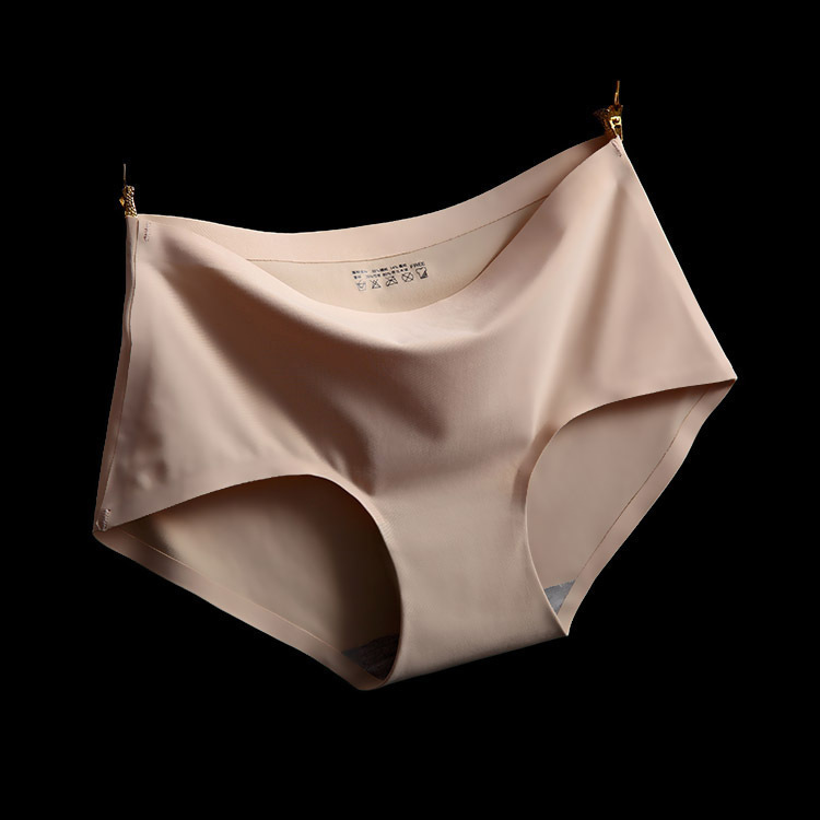 One-piece seamless underwear Women's Mid-waist ice silk underwear cotton crotch slim-fit sexy underwear plus size women's briefs
