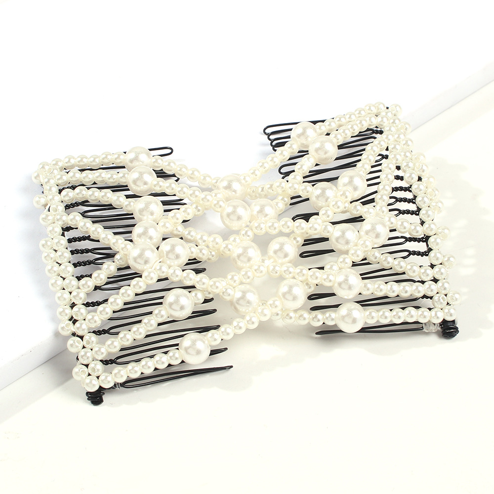 Insert The Comb Magic Disk Hair Comb Pearl Bow Hairpin display picture 6