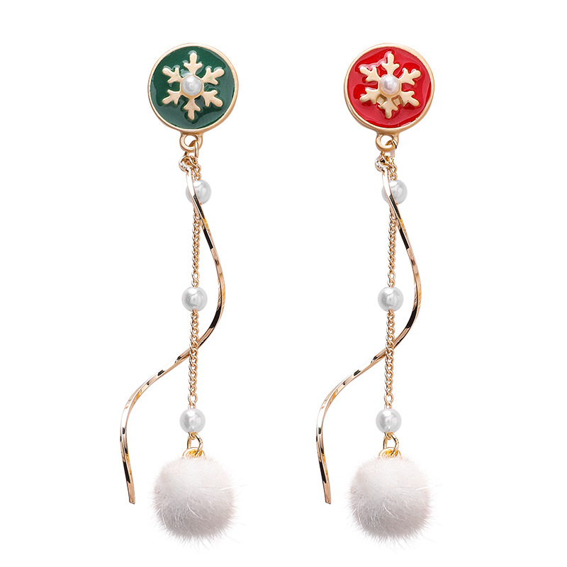 Fashion Christmas Earrings Christmas Gift Sweet Fawn Snowflake Hair Ball Earrings Women display picture 20
