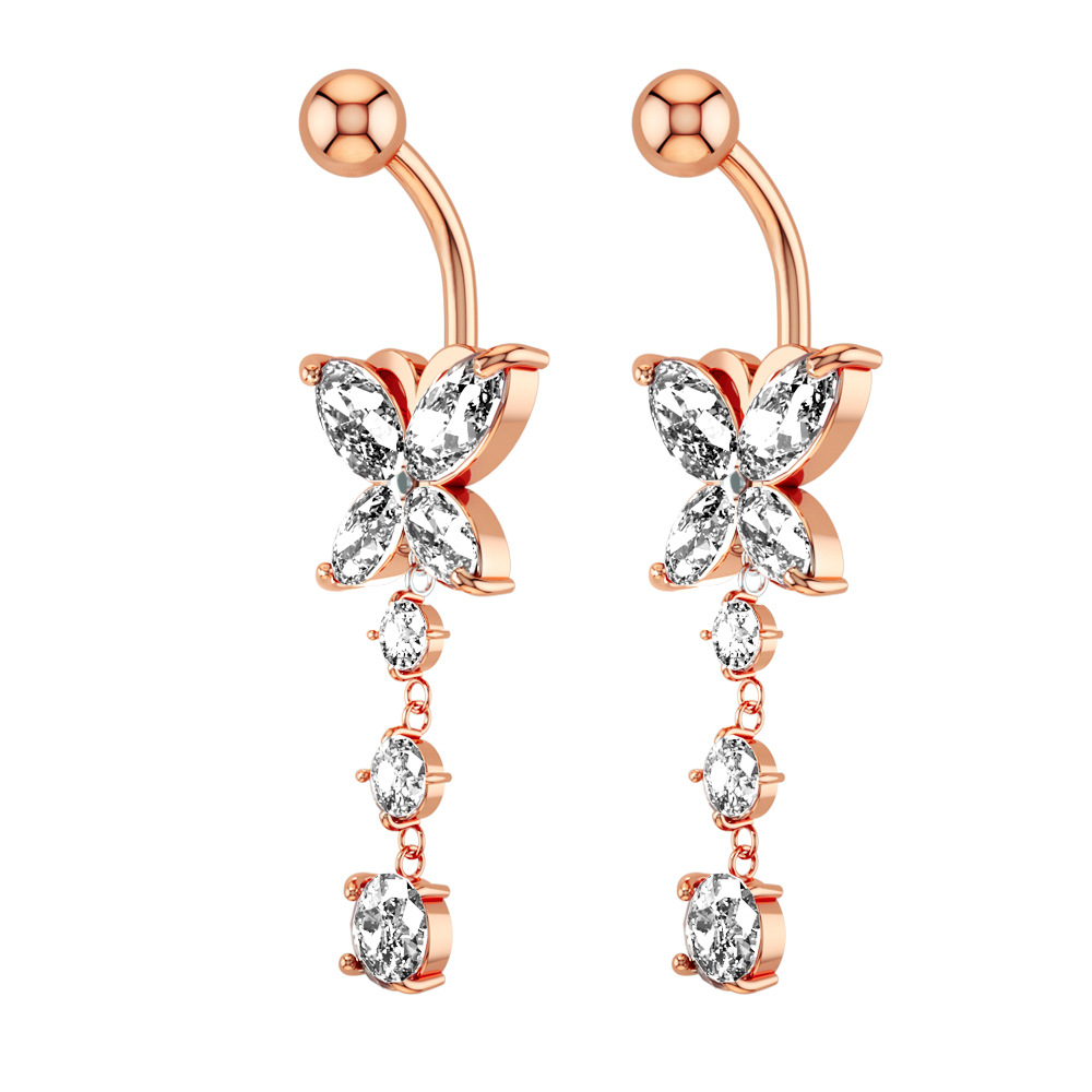 Piercing all'ombelico con bottone in zircone a farfalla, nuovo e creativo_voghion.com
