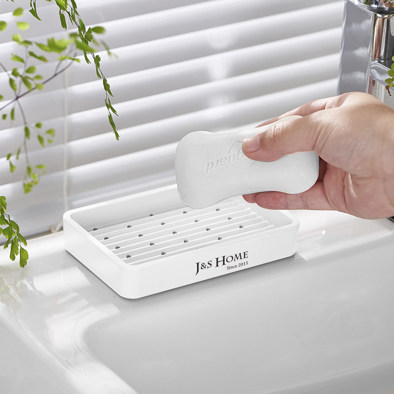 Simple drenaje plato de jabón caja de jabón baño creativo suministros para el hogar bandeja de jabón cuadrada oferta especial caja de jabón de doble capa