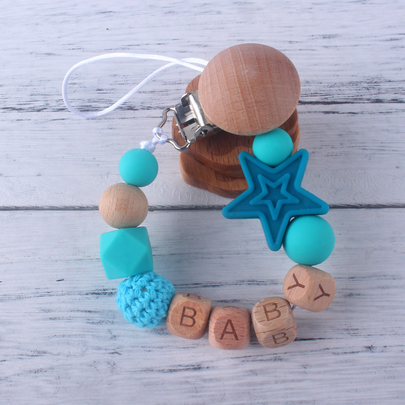 Suministros para bebés calmante clip de chupete de silicona bebé anti-gota cadena cuentas de silicona Cadena de chupete Comercio exterior Amazon Venta caliente