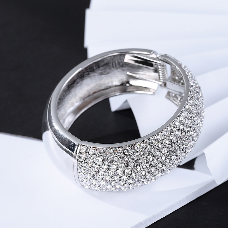 alloy wide-sided zircon bracelet