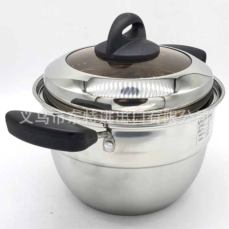 Factory direct sales of stainless steel soup pot 22-28cm, 4-piece set, electric wooden handle soup pot, multi-functional soup pot detail image 5