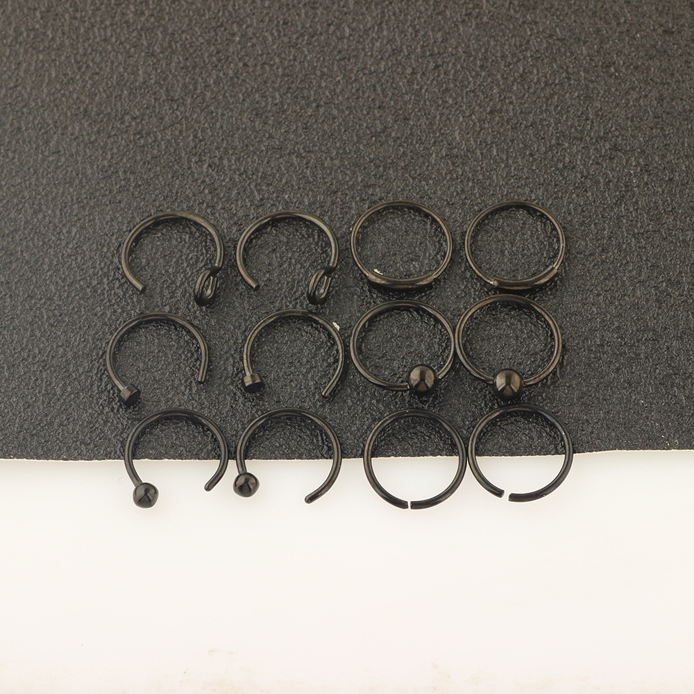 12-Pack Stainless Steel Nose Rings Nose Studs with Blessing Motif - Blue Geometric Earring Piercing Jewelry Set detail image 21