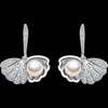Silver needle, swan, fashionable metal earrings from pearl, silver 925 sample