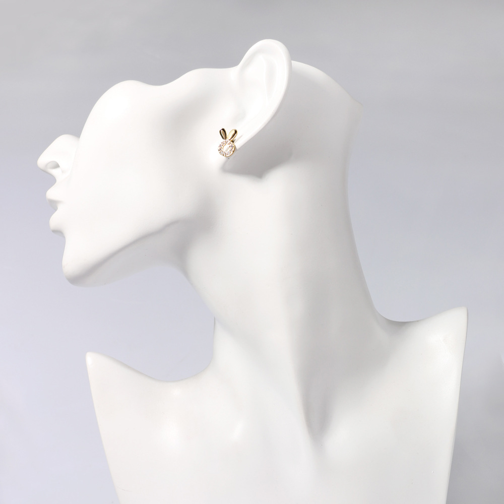 Sterling Argent Aiguille Oreille Goujons Zircon Dripping Huile Mignon Mignon Japonais Et Coréen De Mode Petit Couleur Retenue Or Boucles D'oreilles Des Femmes Qingdao Bijoux display picture 4