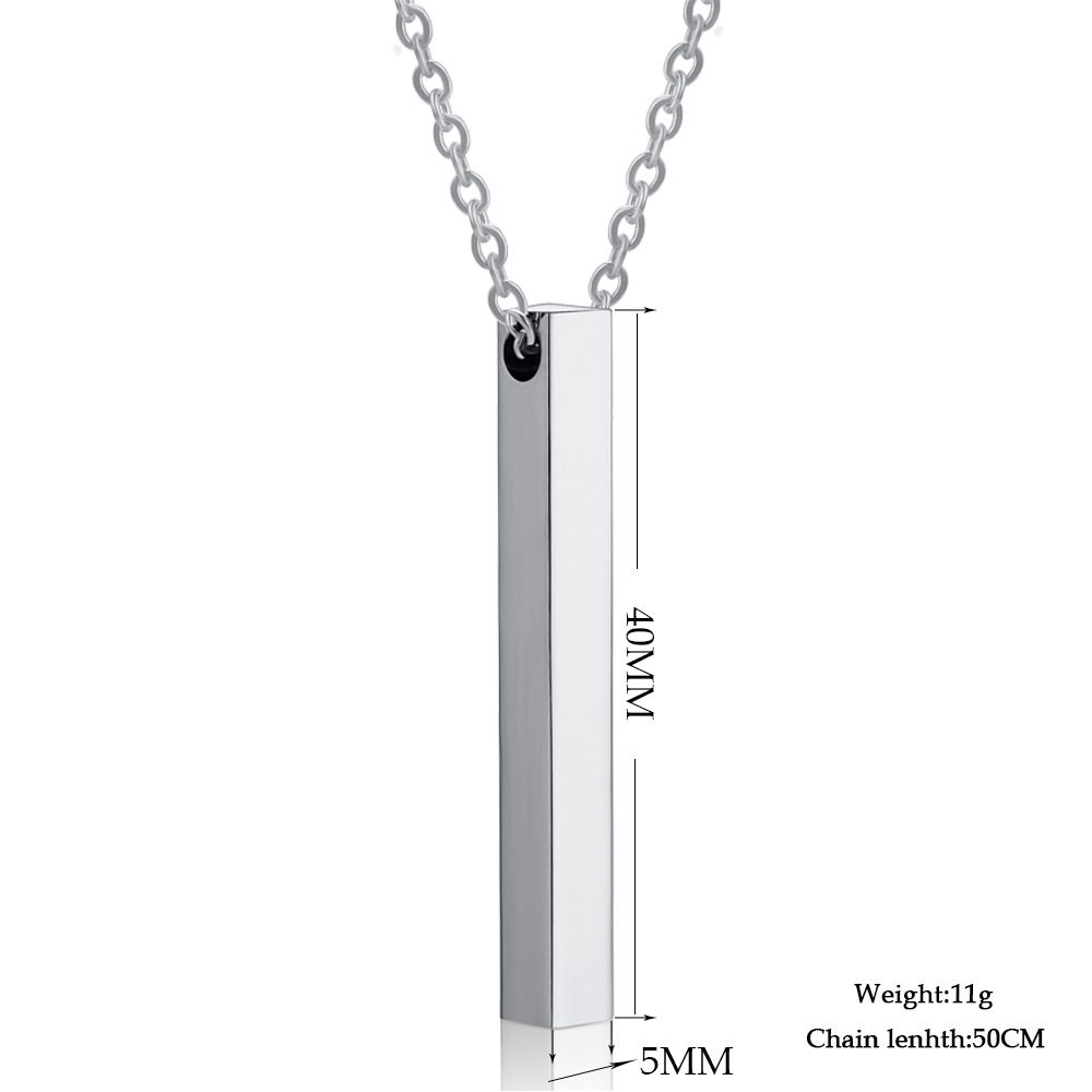 Simple Titane Acier Longue Colonne Rectangulaire Pendentif Collier display picture 1