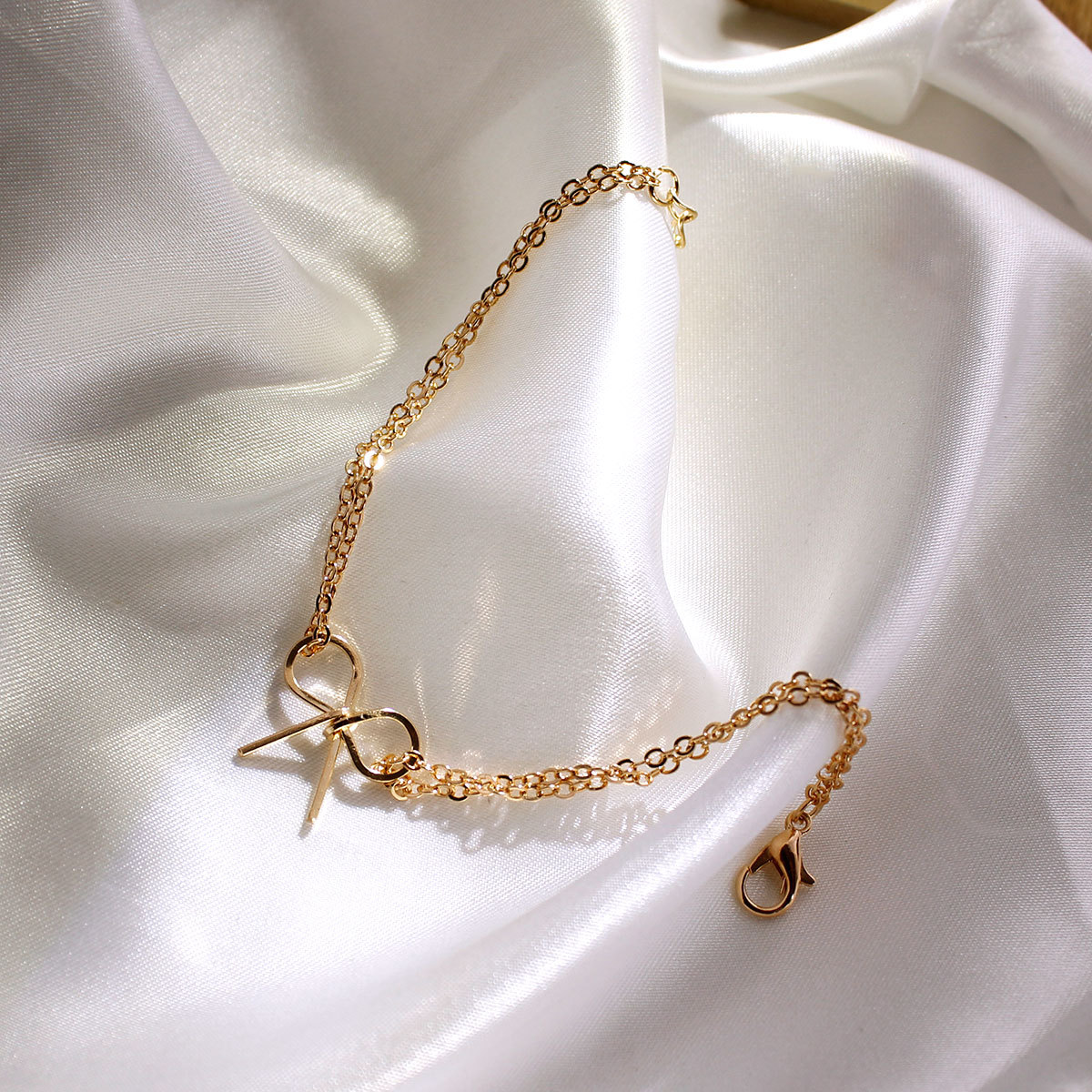cable chain Chain Type 1 Piece Quantity Classic Style Bow Knot Alloy Cable Chain Chain & Link Bracelets Wholesale