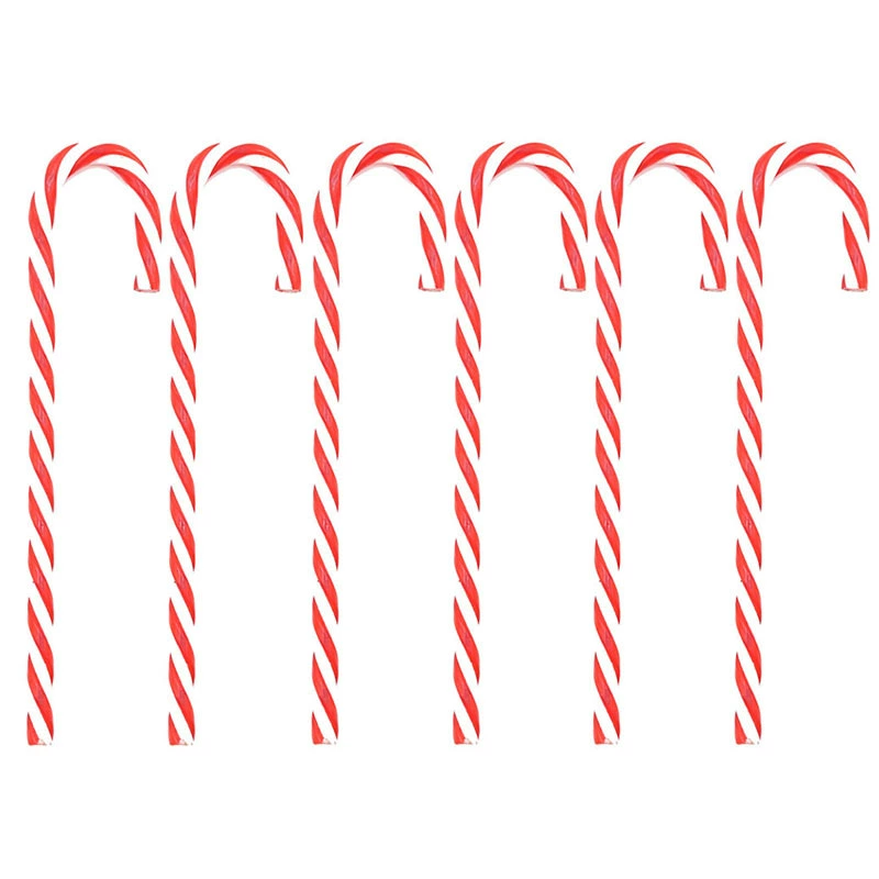 Christmas candy cane decoration, PS plastic, 15 cm, red‑white or mixed colors, bulk or packed