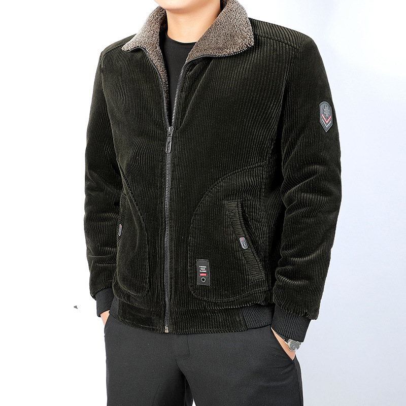 Otoño e invierno transfronterizo nuevos hombres de moda casual más tamaño solapa engrosada PANA chaqueta acolchada de algodón chaqueta juvenil hombres