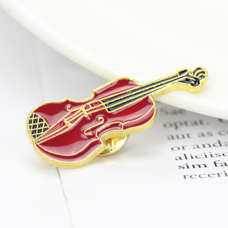 Exquisite Dripping Oil Violin Pins Brooches Musical Instrument Corsages display picture 2