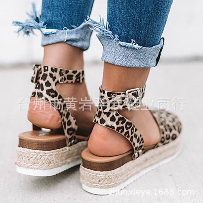 Spot wish Amazon ebay AliExpress new European and American foreign trade hemp rope slope heel light bottom fish mouth sandals women
