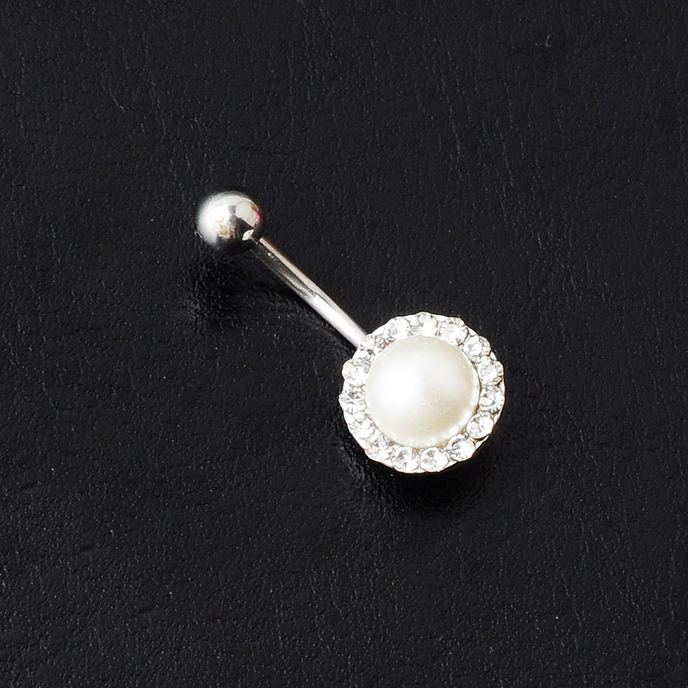 Human Body Piercing Belly Dance Jewelry Inlaid Pearl Round Drill Navel Nail display picture 4