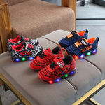 Обувь мальчиков и девочек, спортивной обуви 2020 весна новый корейский мешковина обувь LED свет Обувь 1-9 детей в возрасте обувь