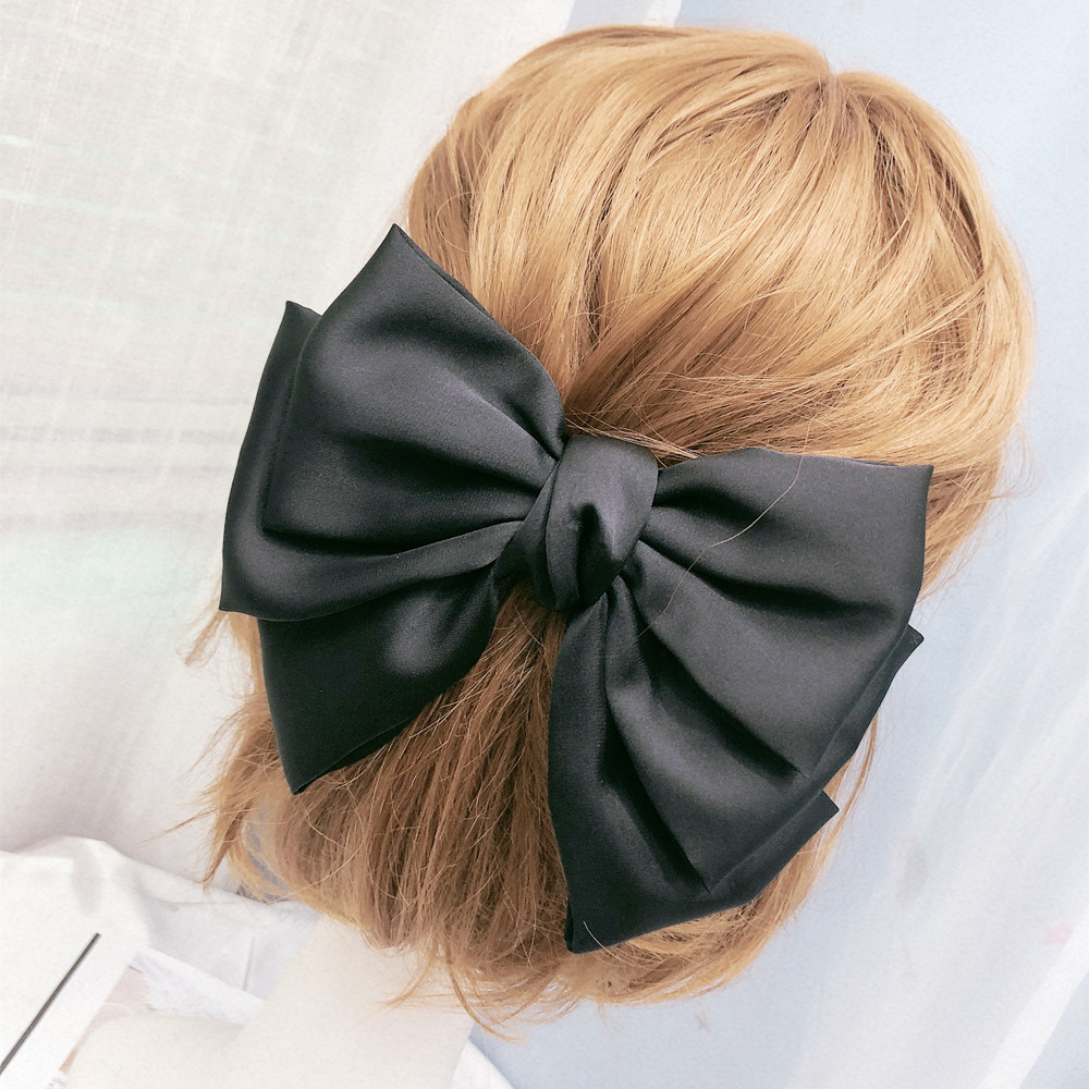 Source Wine Red Satin Bow Hairpin Three-layer Ribbon  Clip display picture 4
