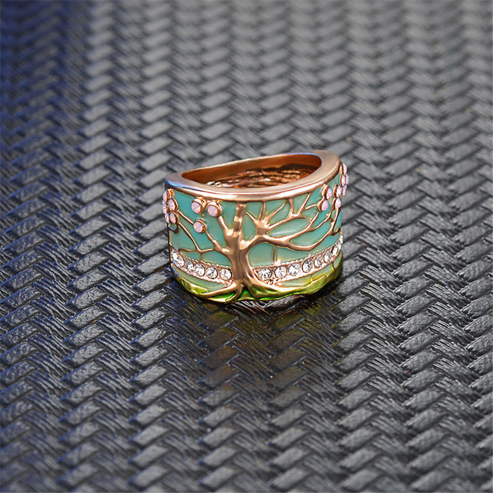 Νέο μοντέρνο ρετρό δαχτυλίδι δέντρου ζωής σε ασορτί χρώμα, δαχτυλίδι από εποξειδικό διαμάντι_voghion.com
