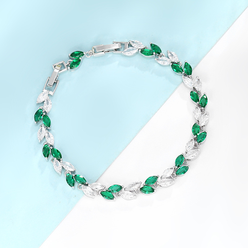 Rainbow Zircon Bracelet With Forget Me Not Floral Elements_voghion.com