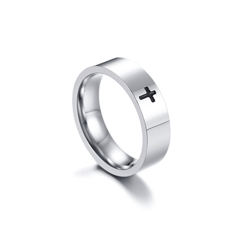 Simple Style Cross Stainless Steel Rings Plating Stainless Steel Rings