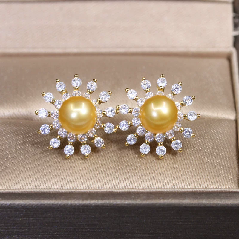 S925, серьги из жемчуга, аксессуары с цирконами, солнечная энергия, handmade, образец серебра 925, микрокристаллы, корейский стиль, DIY