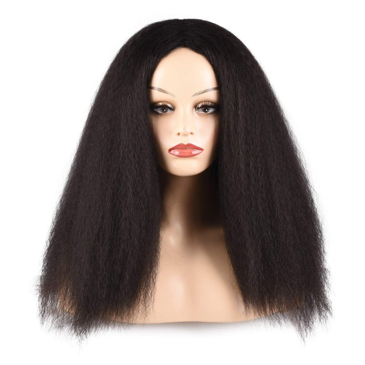 Syntetisk paryk silke fluffy eksplosiv lang krøllet let buet paryk pandebånd_voghion.com