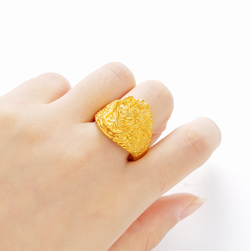 El oro de Vietnam dominante de los hombres de moda anillo de dragón abierto chapado en cobre puro 999 accesorios de oro puesto de suministro al por mayor