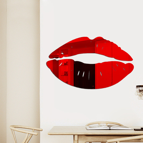 Lipstick Mirror Wall Sticker 3D Film Top Sheet 240X55mm Bottom Sheet 250X75mm Weight Around 40g Self-adhesive