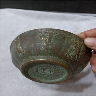 批发仿古做旧工艺品复古八仙铜碗青铜生坑老包浆八仙碗摆件批发