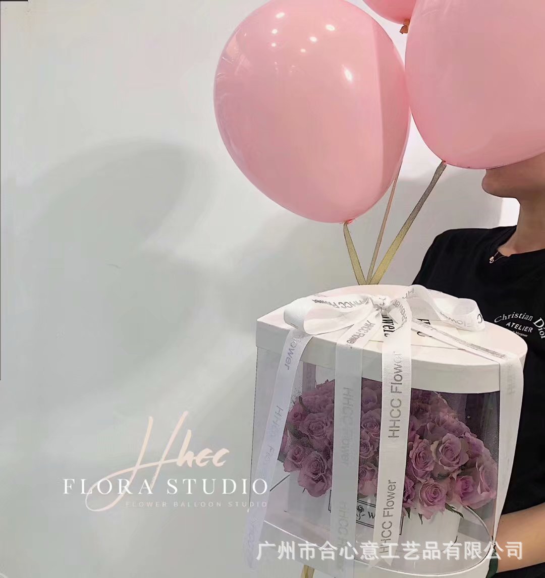 合心意 全景心形pvc透明鲜花插花礼品盒 情人节手捧大号透视插花