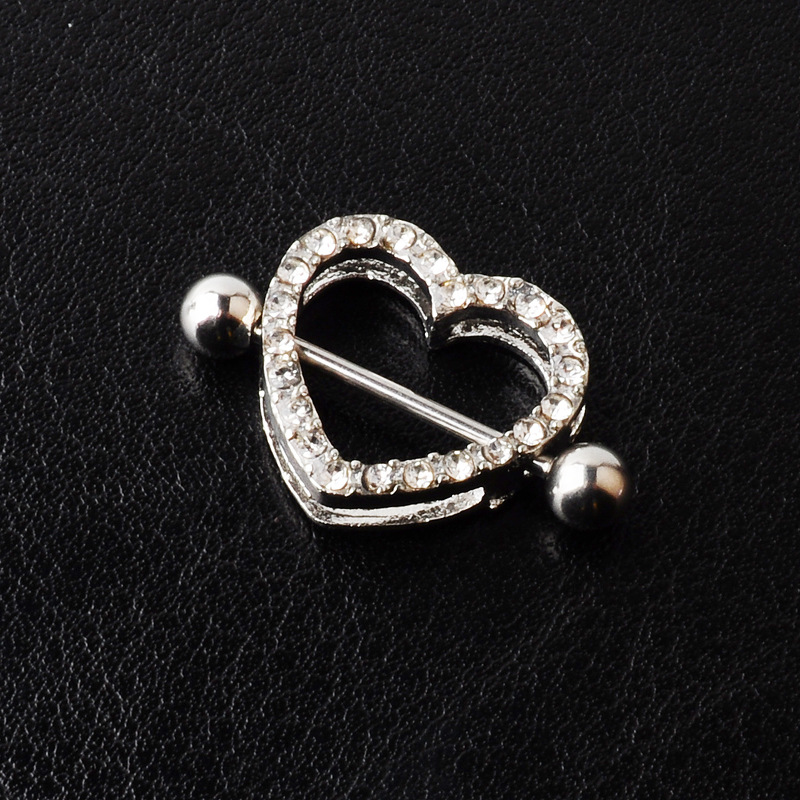 double-layer diamond-encrusted heart-shaped breast alloy ring electroplating