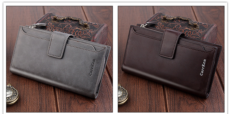 Mens wallet long style fashion brand dollar clip multicard position suit bag mobile phone bag zipper walletpicture21