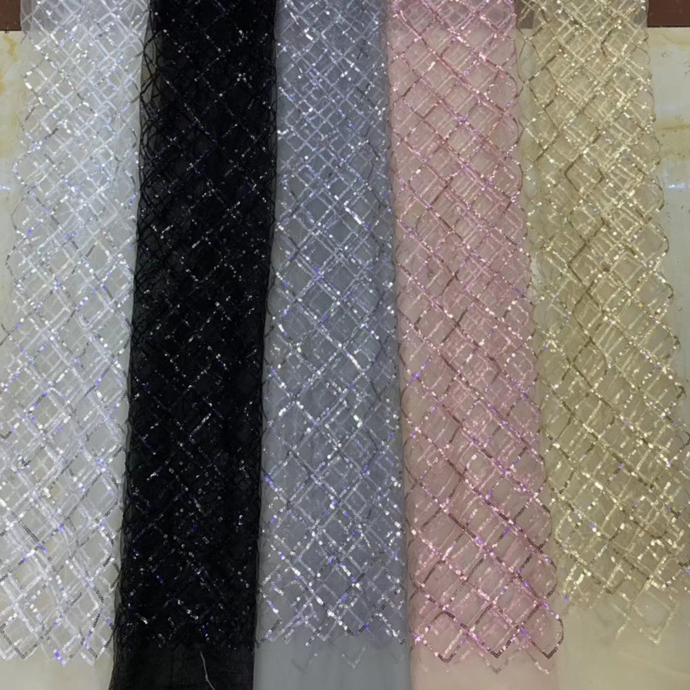 网纱亮片绣面料 3mm满版珠片亮片绣 舞台服连衣裙面料桌布装饰布
