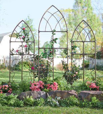 尖頂可拆式月季花架架鐵線蓮歐式爬藤屏風花幕架簡約地面 2件