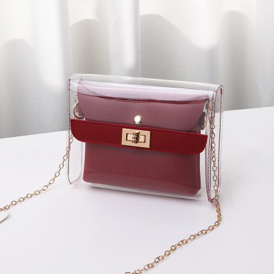 Wholesale 2019 Fashion Korean Spring and Summer New Type One Shoulder Jelly Transparent Mother and Child Mini Bag Recreational Slant Bag