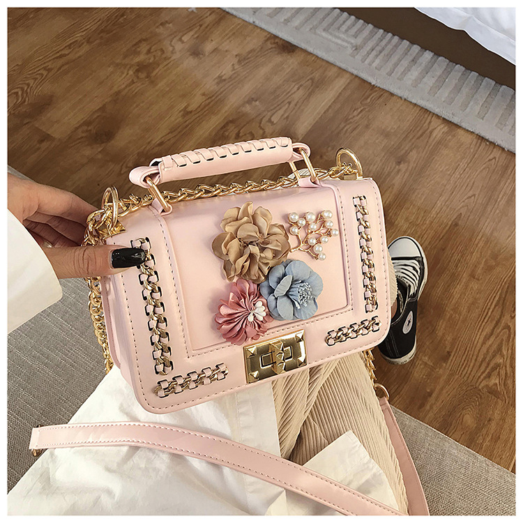 Fashion Handbag Color Flower Pearl Small Square Bag Shoulder Diagonal Bag display picture 20