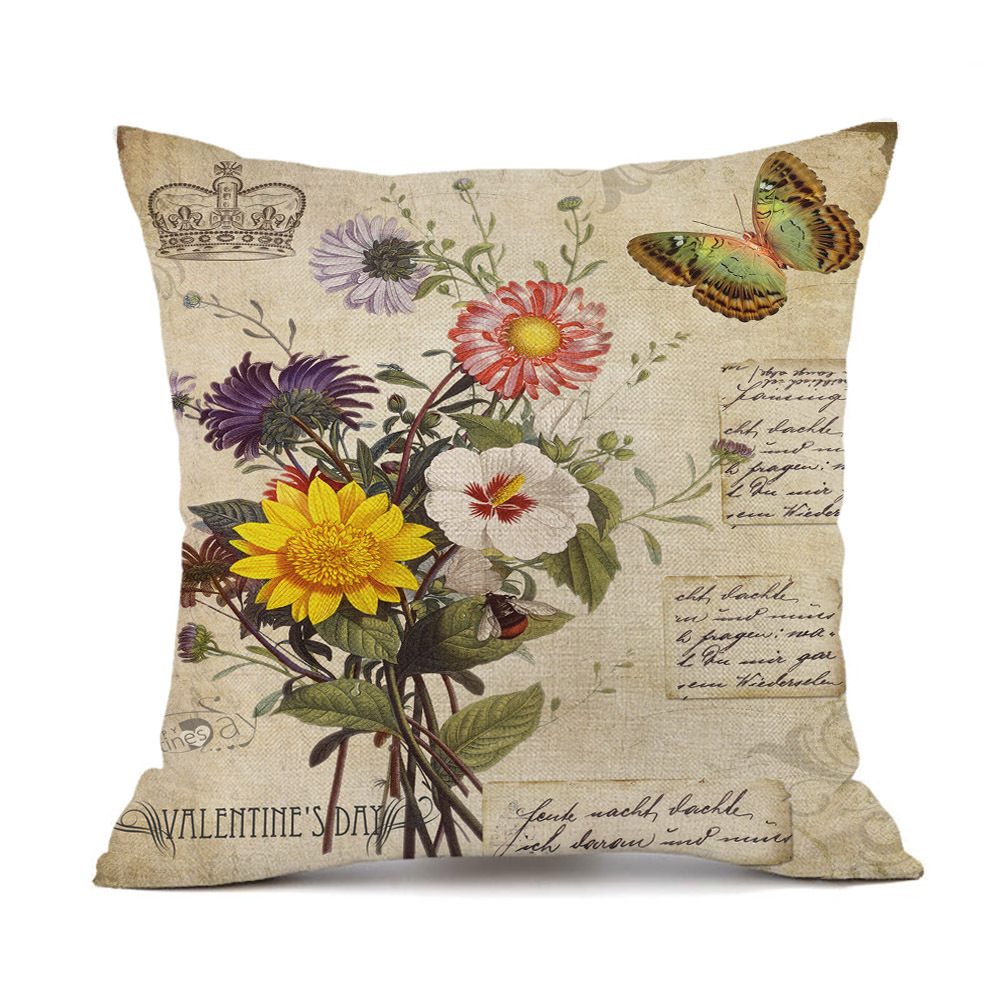 Pastoral Sunflower Linen Pillow Cases display picture 3