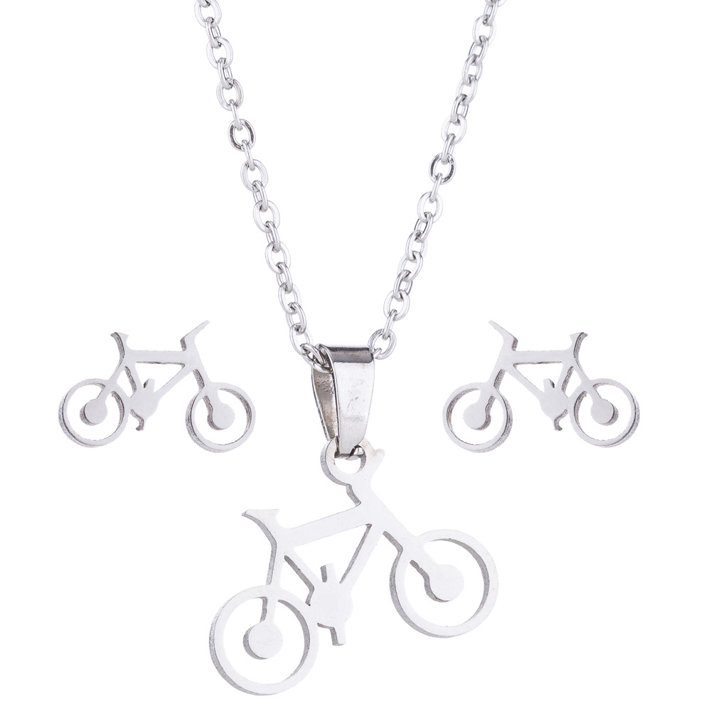 18K Real Gold Plated Plating Material Jewelry Set Classification PVD Coated Real Gold Plated Bicycle Stainless Steel Fashion Waterproof Non Tarnish Jewelry Set