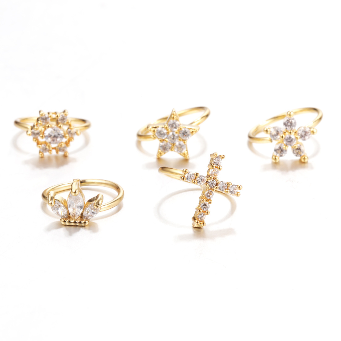 Fashion Cross Star Brass Inlay Zircon Nose Ring 1 Piece