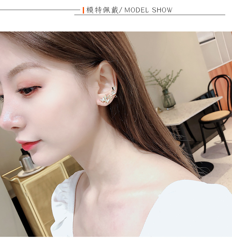 High-quality Butterfly Asymmetric Personality Ear Clip S925 Silver Pin Integrated Earrings display picture 14