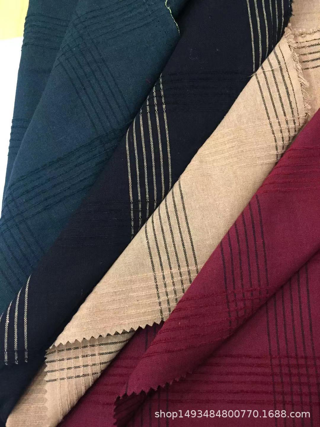 全棉色织梭织格子布民族风提花格子布裙子工艺面料现货供应