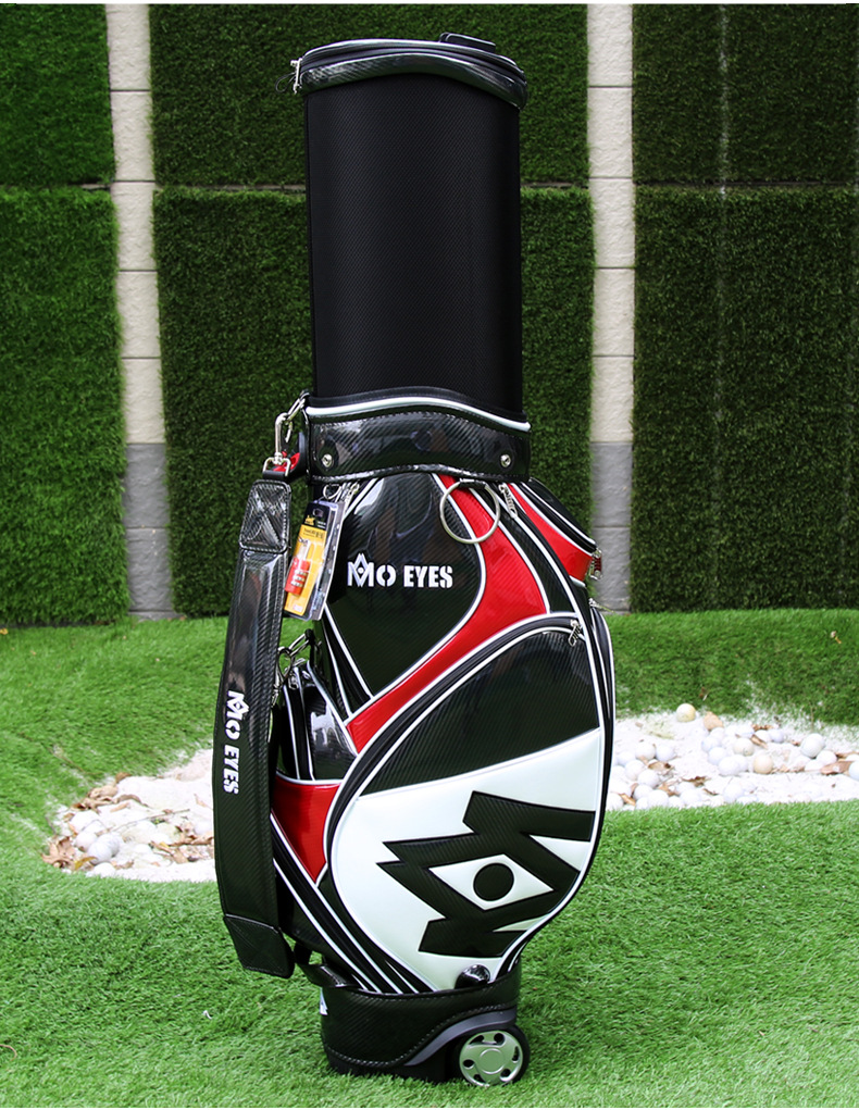 Túi đựng gậy golf PGM dạng ống kính thiên văn chống nước, cao 126 cm — Túi Kính thiên văn QB058MO EYES màu đỏ đen, QB058MO EYES Túi Kính thiên văn màu đen vàng chi tiết 6
