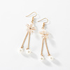 Long earrings from pearl with tassels, Korean style, flowered, Japanese and Korean, internet celebrity