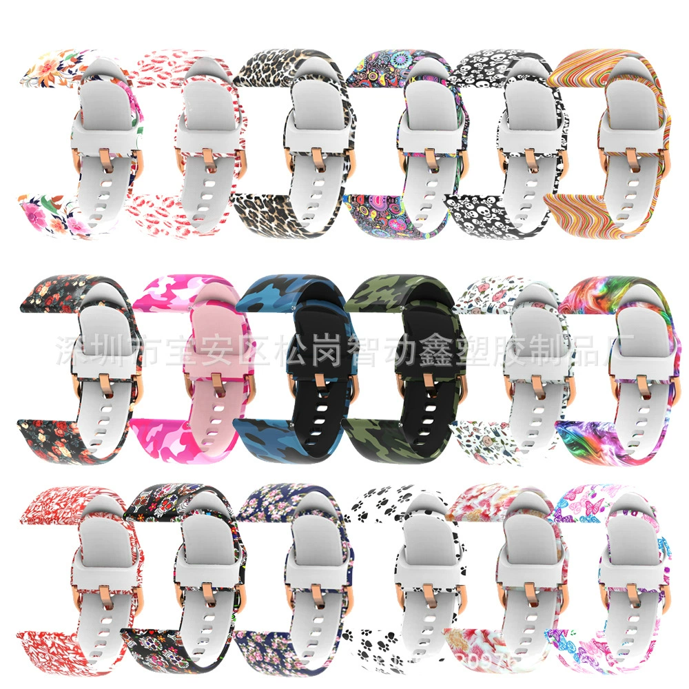Подходит для Samsung Galaxy Watch Active Силиконовый ремешок с принтом Универсальный ремешок 20 мм